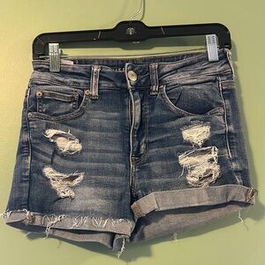 American Eagle Blue Distressed Jean Shorts